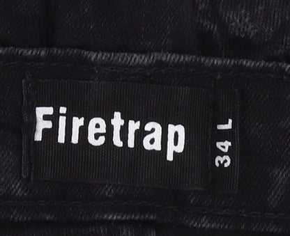 Firetrap Men's Black Slim Fit Straight Jeans, Size 34