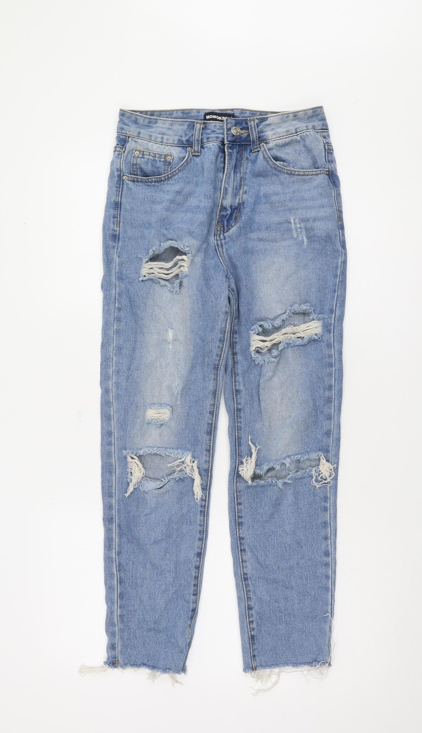 Womens UK Size 6 Momokrom Relaxed Fit Mom Blue Jeans