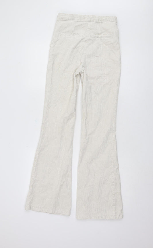 Womens UK Size 2XS H&M Regular Fit Casual Ivory Trousers