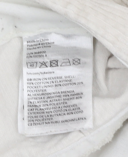Womens UK Size 2XS H&M Regular Fit Casual Ivory Trousers