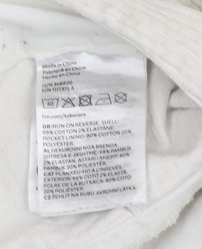 Womens UK Size 2XS H&M Regular Fit Casual Ivory Trousers