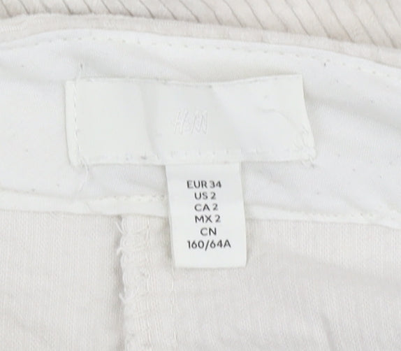 Womens UK Size 2XS H&M Regular Fit Casual Ivory Trousers