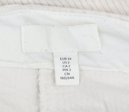 Womens UK Size 2XS H&M Regular Fit Casual Ivory Trousers