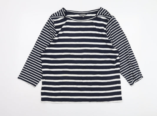 Laura Ashley Women's Blue Striped T-Shirt Size 20