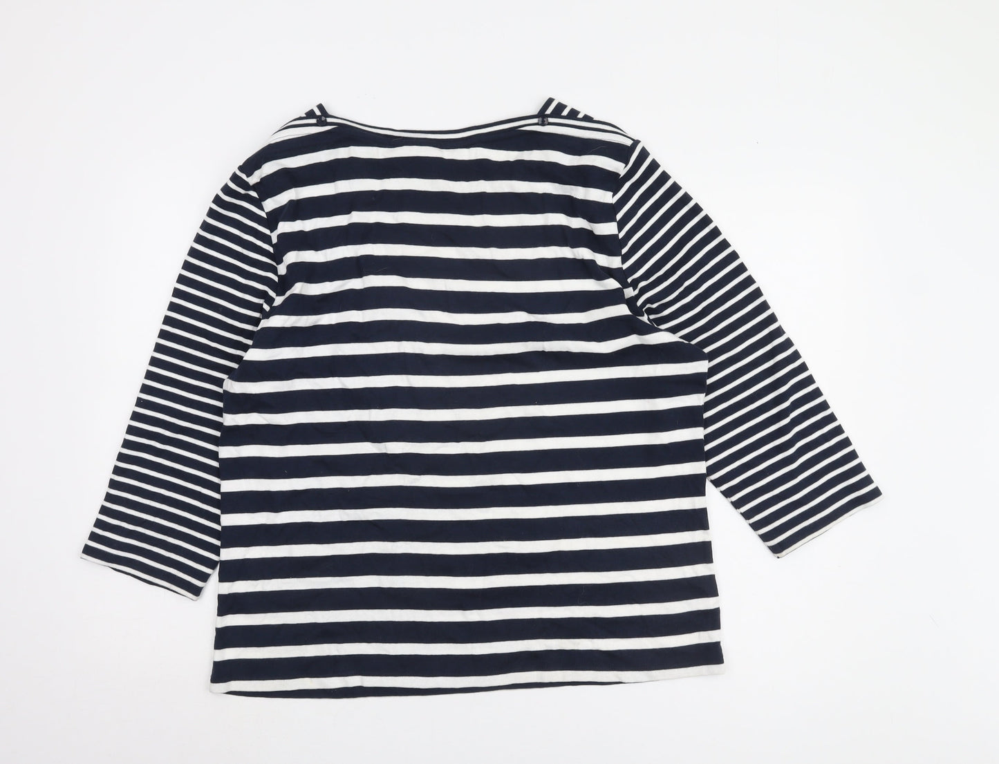 Laura Ashley Women's Blue Striped T-Shirt Size 20