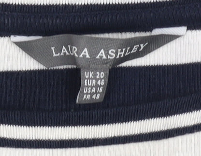 Laura Ashley Women's Blue Striped T-Shirt Size 20
