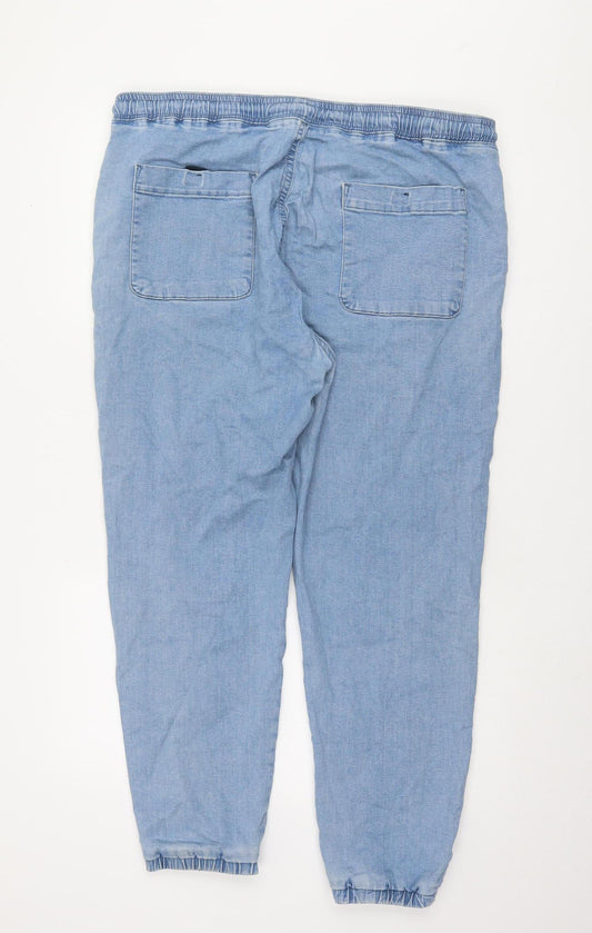 Pull & Bear Men's Blue Denim Jogger Trousers XL