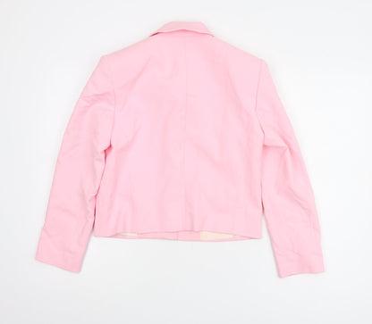 Zara Women's Pink Cotton Blazer, Size S, Cropped