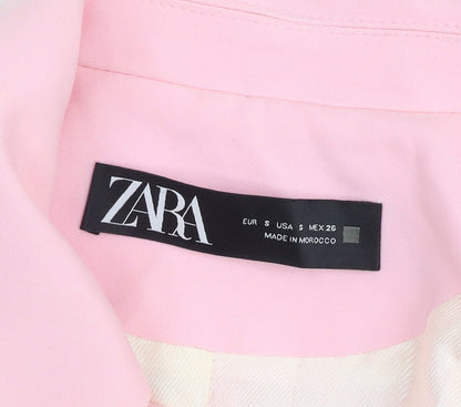 Zara Women's Pink Cotton Blazer, Size S, Cropped