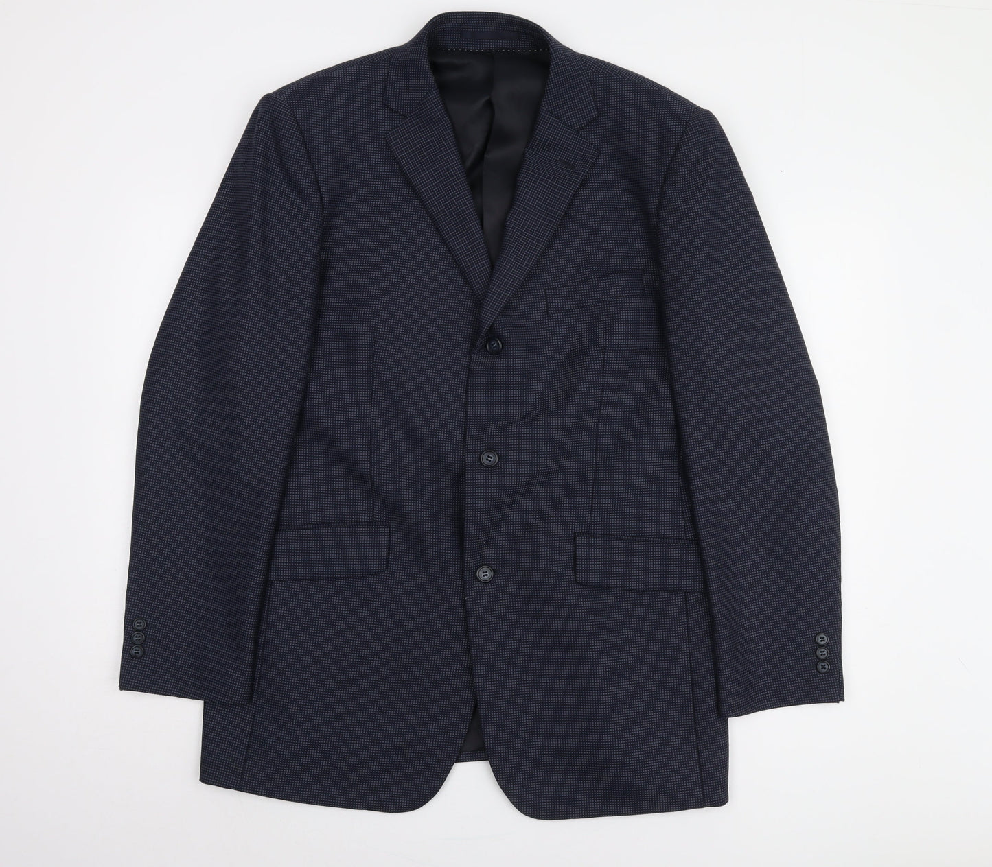 Mens UK Size 42 Charlton Gray Regular Blue Suit Jacket