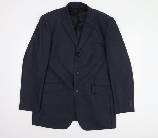 Mens UK Size 42 Charlton Gray Regular Blue Suit Jacket