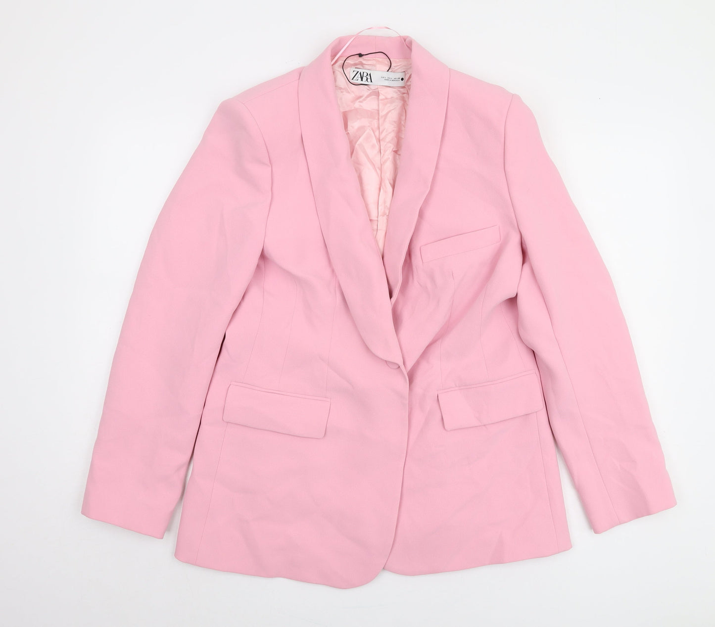 Zara Women's Pink Blazer, Size L, Regular Fit