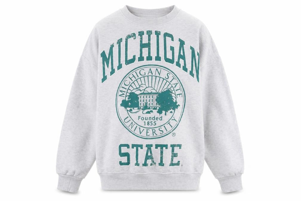 Front view of MSU Grey University Pullover Sweatshirt S unisex adults