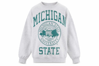 Front view of MSU Grey University Pullover Sweatshirt S unisex adults