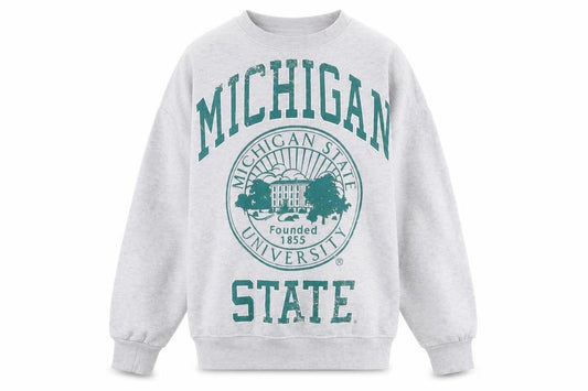 Front view of MSU Grey University Pullover Sweatshirt S unisex adults