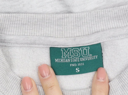 MSU Grey University Pullover Sweatshirt S Unisex Adults