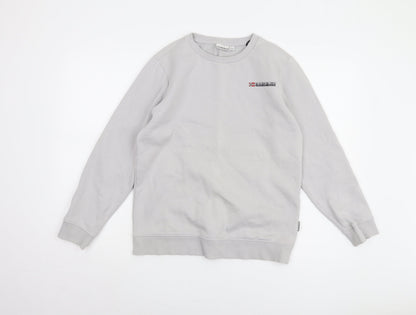 Napapijri Boys Grey Pullover Sweatshirt - Size 14Y, Logo Accent
