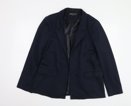 Warehouse Women's Blue Blazer Size 16 Regular Fit