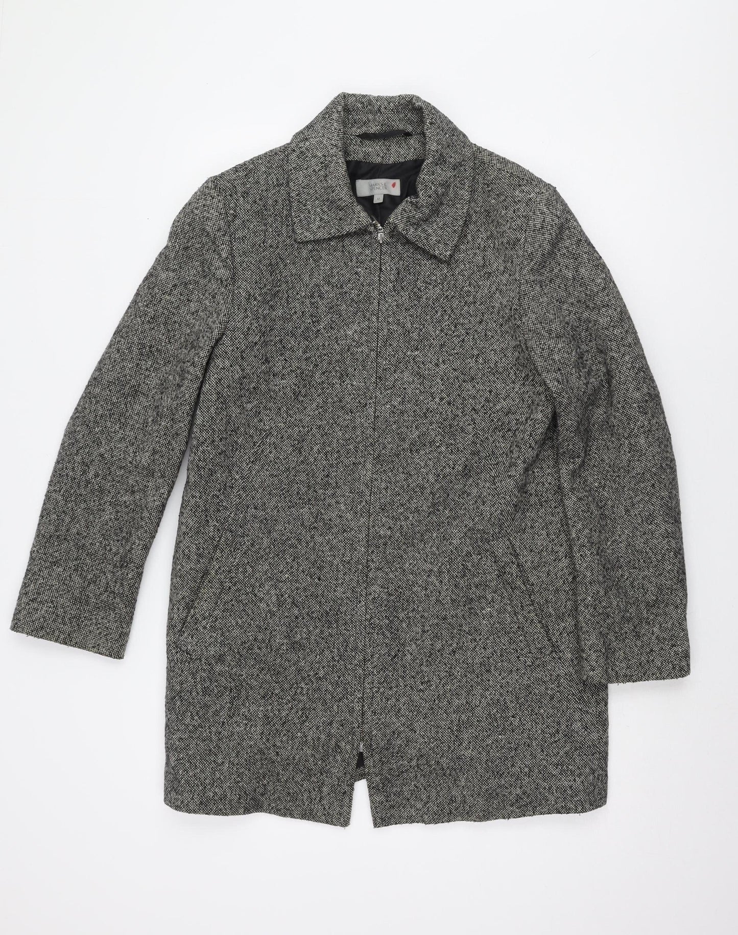 Marks & Spencer Women's Grey Wool Overcoat Size 12