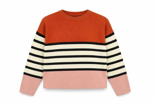 New Look Girls Striped Jumper Orange Black Age 14-15