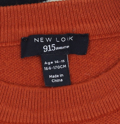 New Look Girls Striped Jumper Orange Black Age 14-15