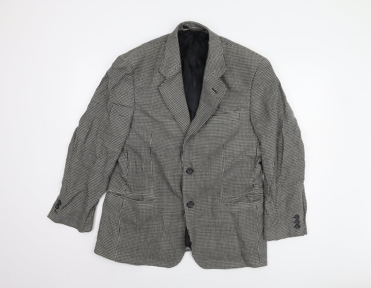 St Michael Men's Black 7 White Check Blazer 38 Short