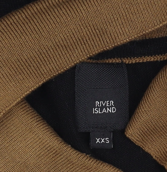 River Island Men's XS Black Colourblock Polo Shirt