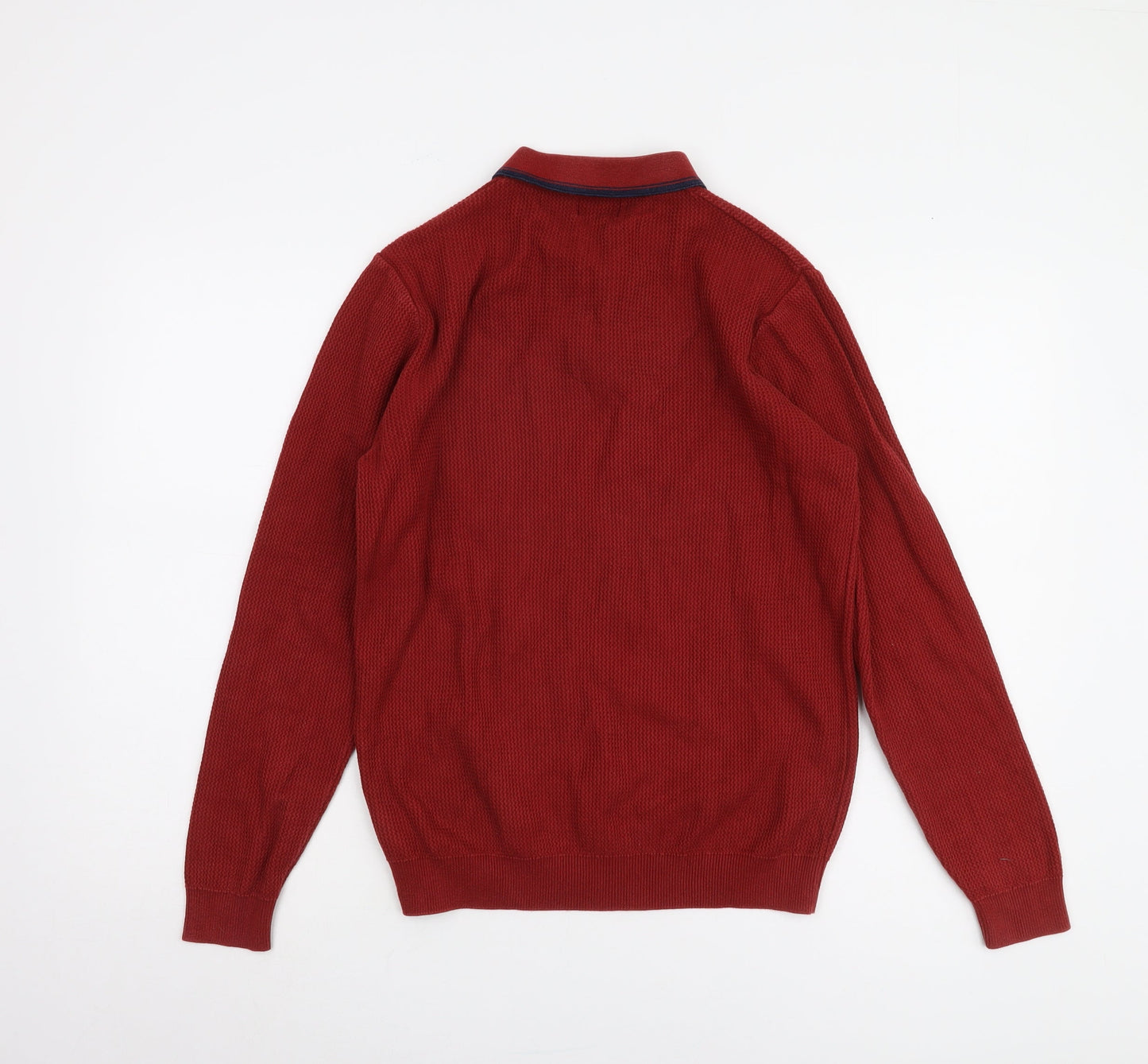 Next Men’s Red Henley Jumper Medium, Cotton Knit