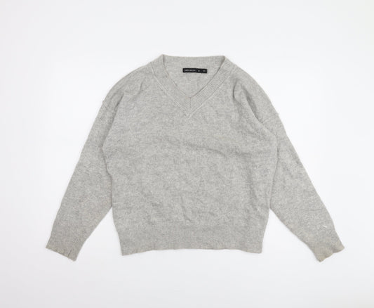 Karen Millen Women's Grey V-Neck Pullover Jumper - Size M