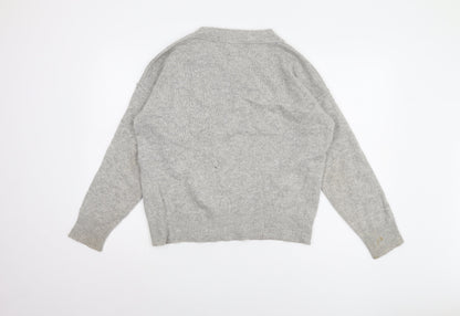 Karen Millen Women's Grey V-Neck Pullover Jumper - Size M
