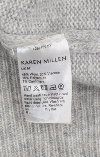 Karen Millen Women's Grey V-Neck Pullover Jumper - Size M
