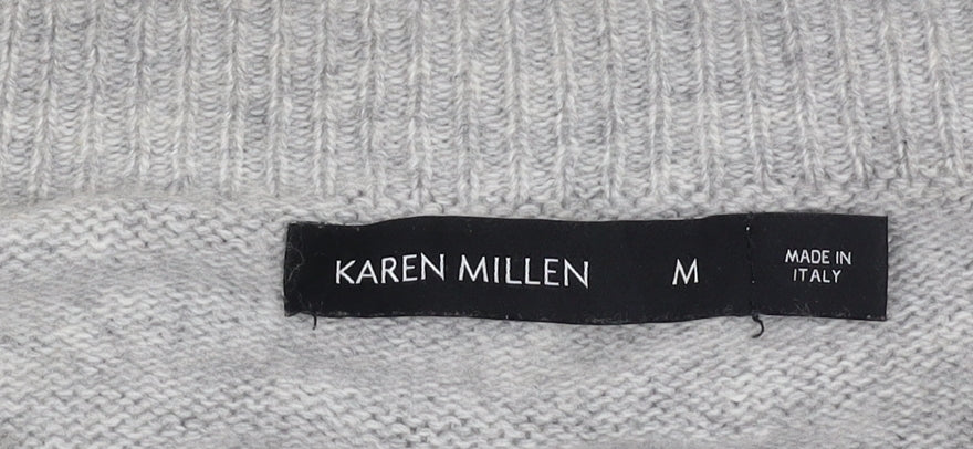 Karen Millen Women's Grey V-Neck Pullover Jumper - Size M