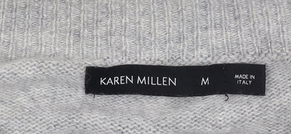 Karen Millen Women's Grey V-Neck Pullover Jumper - Size M