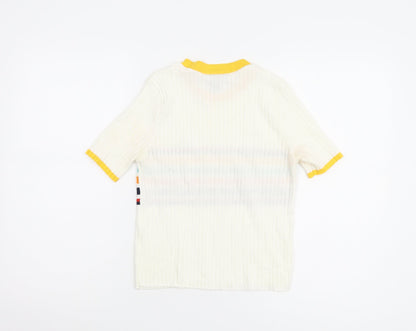 Forever 21 Women's Ivory Striped Pullover Jumper L