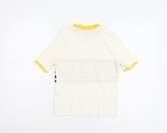 Forever 21 Women's Ivory Striped Pullover Jumper L