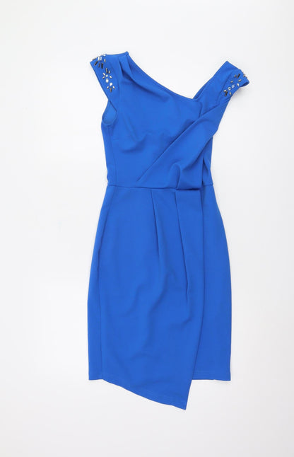 Lipsy Blue Bodycon Dress - Size 8 - Women's Party Wear