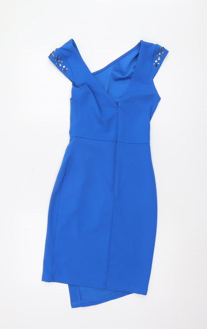 Lipsy Blue Bodycon Dress - Size 8 - Women's Party Wear