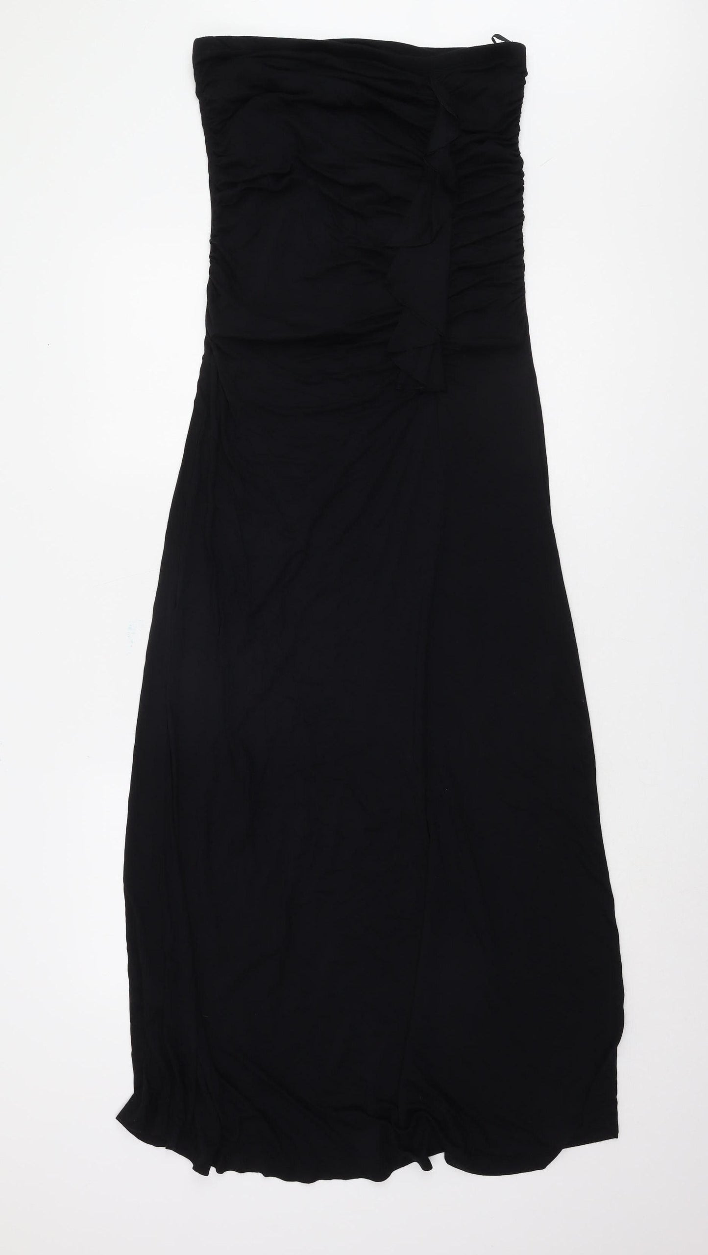Next Women's Black Strapless Ruched Dress, Size 10