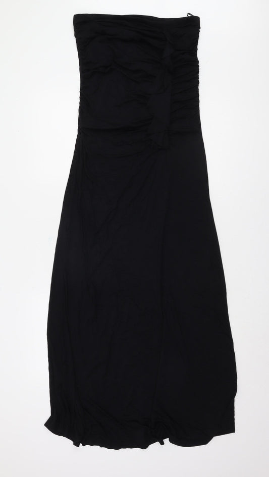 Next Women's Black Strapless Ruched Dress, Size 10