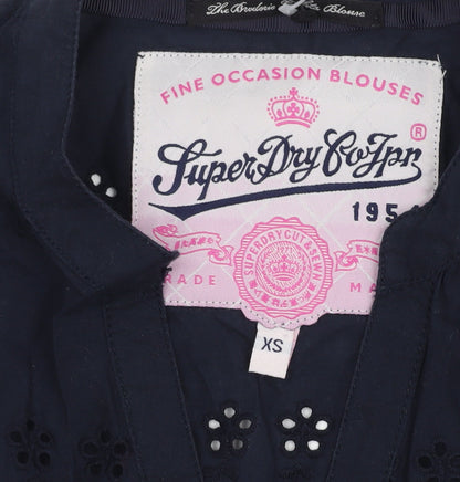 Womens UK Size XS Superdry Black Basic Blouse