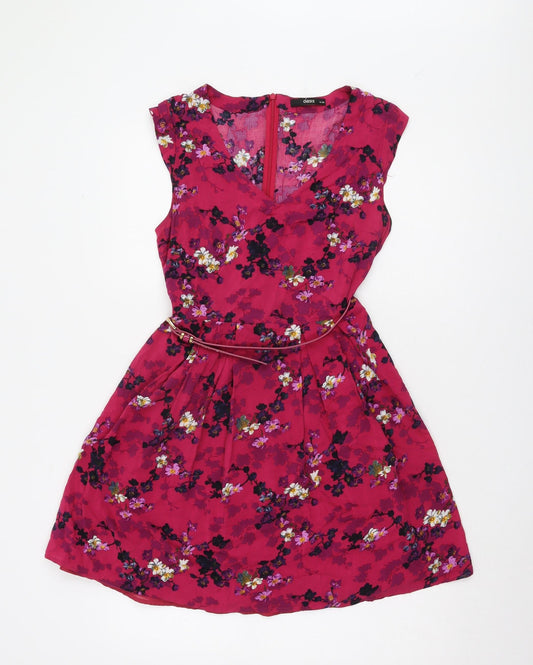 Oasis Women's Pink Floral Dress Size 10 Viscose Sleeveless