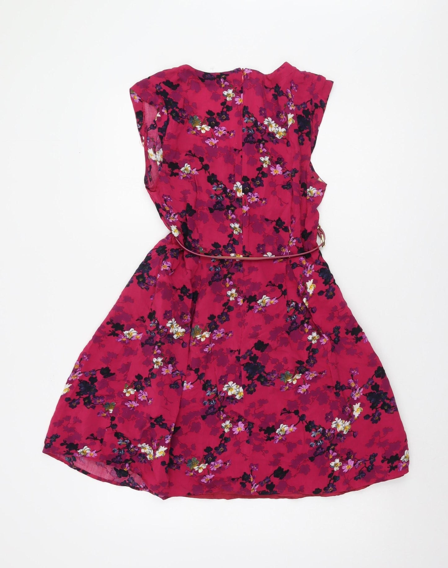 Oasis Women's Pink Floral Dress Size 10 Viscose Sleeveless