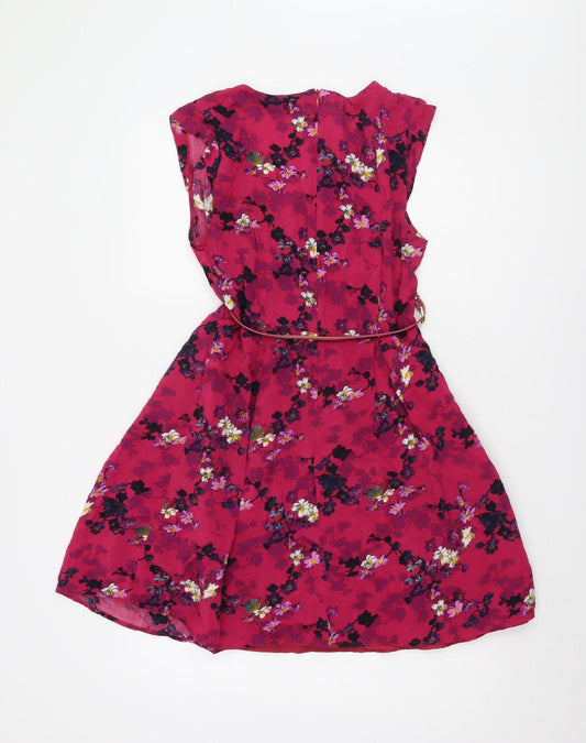 Oasis Women's Pink Floral Dress Size 10 Viscose Sleeveless