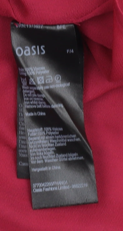 Oasis Women's Pink Floral Dress Size 10 Viscose Sleeveless