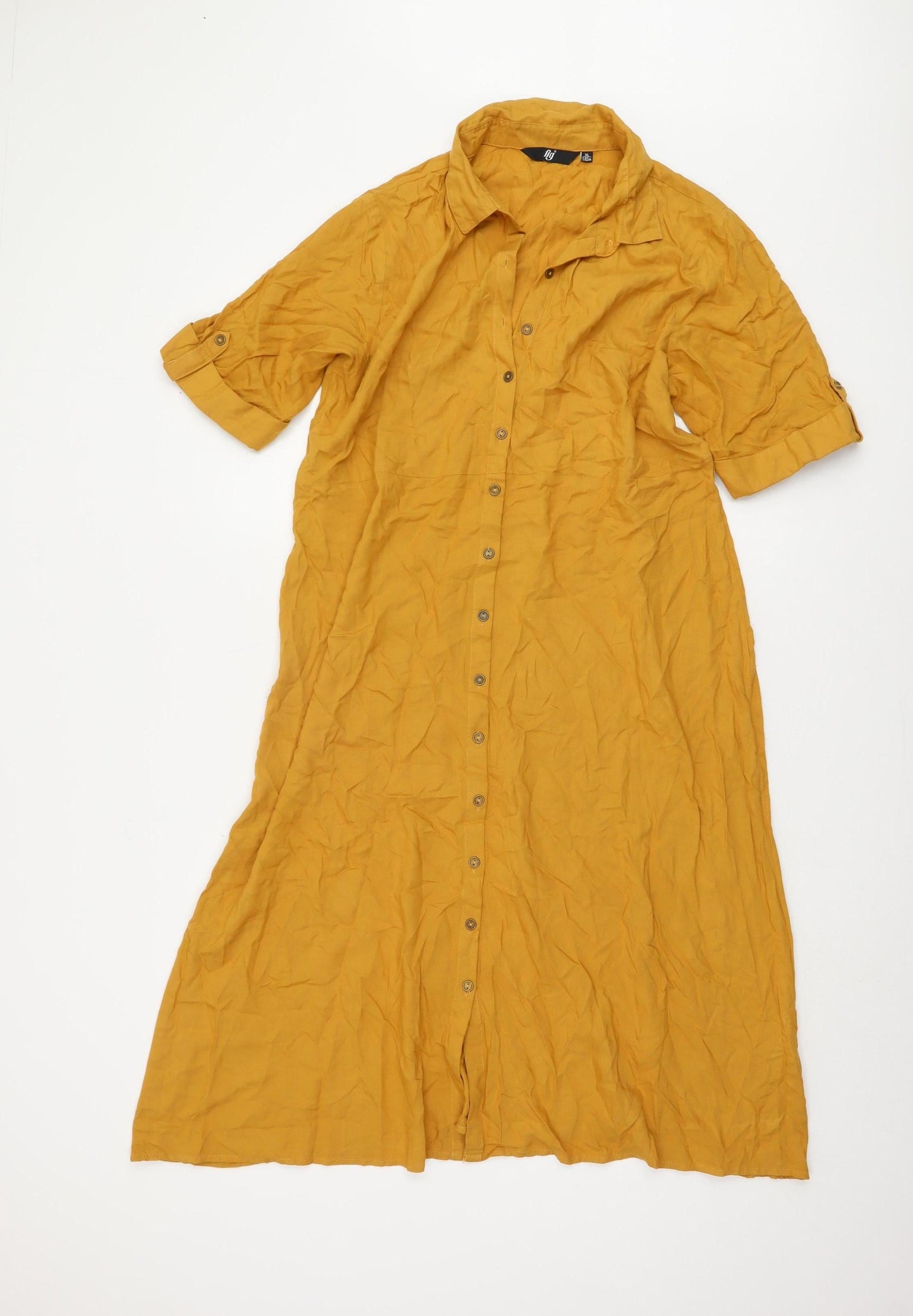 Fig Women’s Yellow Collared Shirt Dress XL