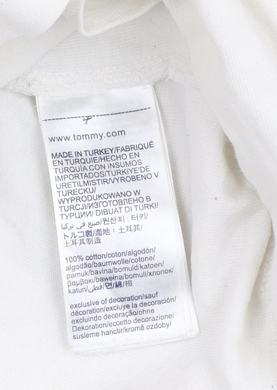 Tommy Jeans Men White Long Sleeve Crew Neck T-Shirt Size S