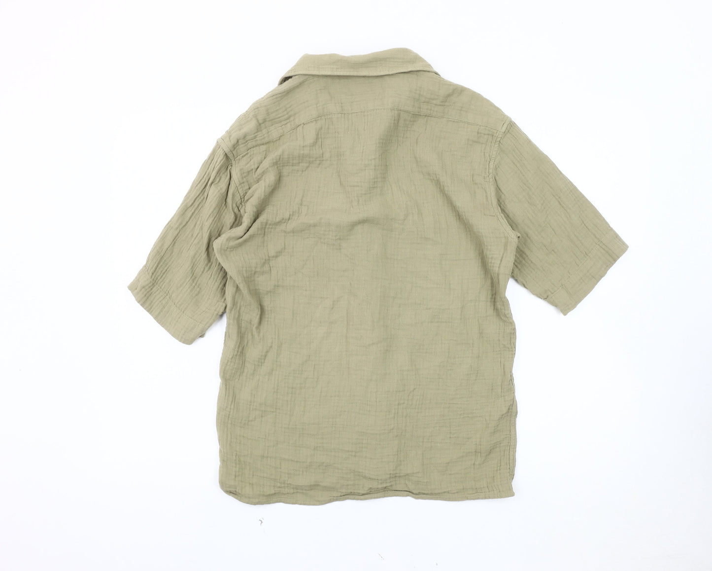 Collusion Men's Beige XS Casual Short Sleeve Button-Up Shirt