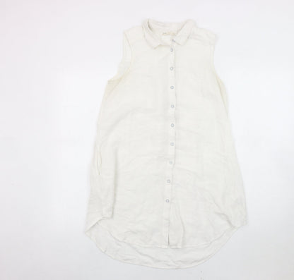 Fat Face Women's White Button-Up Shirt, Size 10