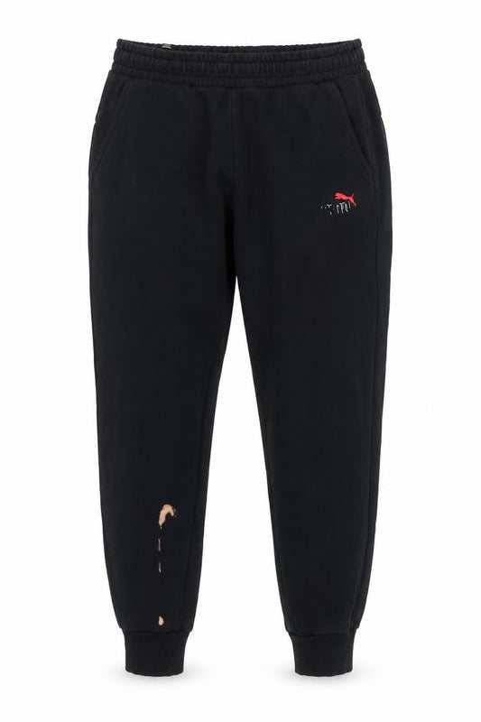 Front view of Puma Men's Black Sweatpants, size M, Jogger Style