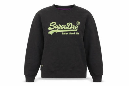 Unisex Adults UK Size 14 Superdry Black Pullover Sweatshirt